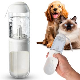 Portable Dog Water Bottle Dispenser (12 oz, Clear/White ABS, One-Hand Button)